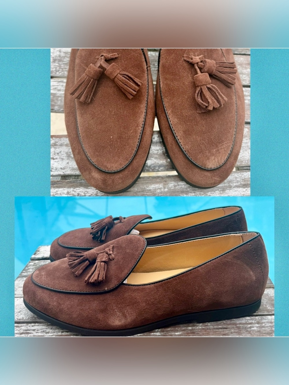 Journey West Suede Tassel Slip-on Belgian Penny Loafers Brow Mens 9~NEW